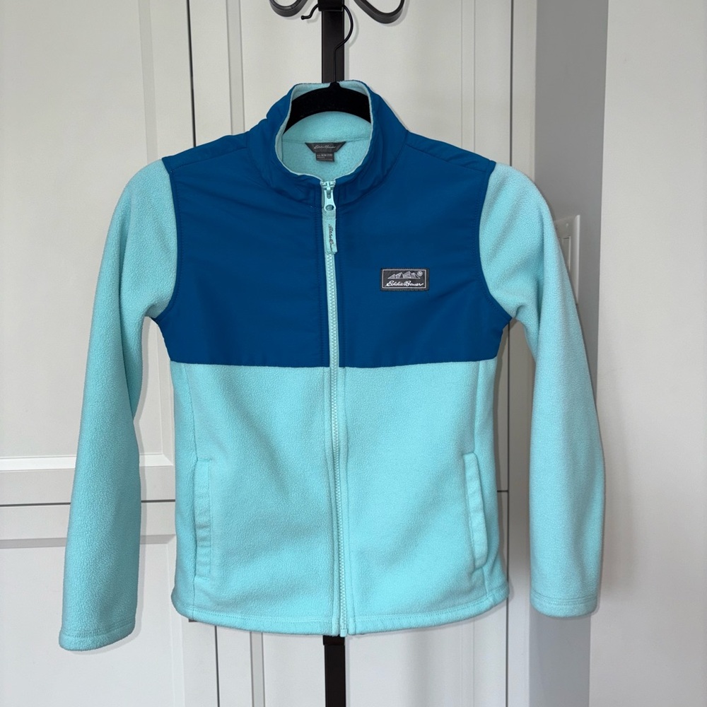 Eddie Bauer Kid's Blue Fleece Full Zip Sweater Jacket Size Medium School Outdoor